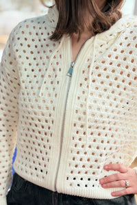 Zip Open Knit Cardigan - Off White