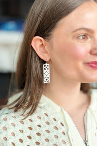 Retro Breeze Blocks Earrings - Silver