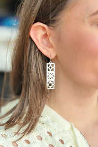 Retro Breeze Blocks Earrings - Silver