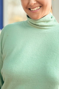 Drop Shoulders Turtleneck Top - Iceberg