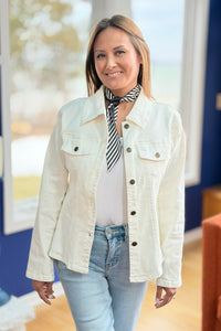 Garment Washed Denim Jacket - White