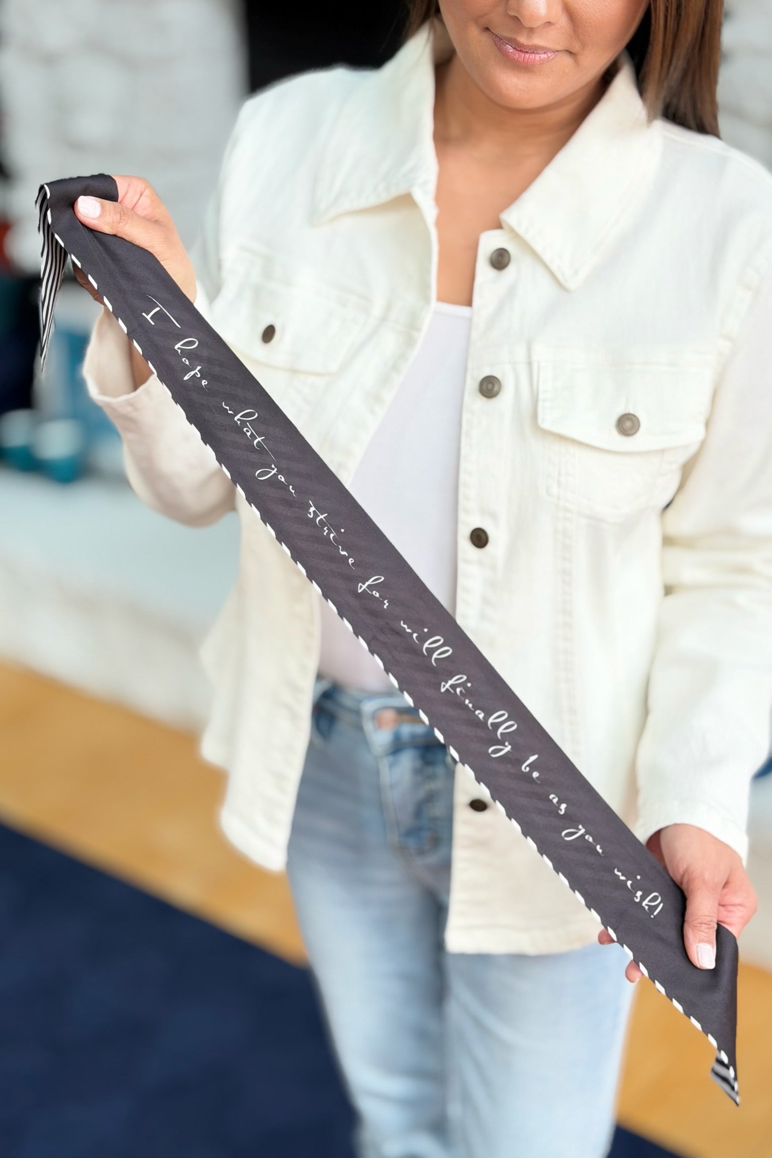 Twilly Scarf Bowknot - Black Stripe