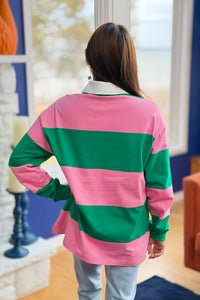 Colorblock Collared Top - Pink