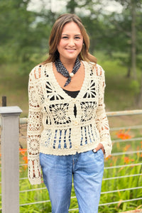 Crochet Open Cardigan - Natural