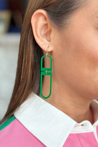 Geometric Mismatched Earrings - Green