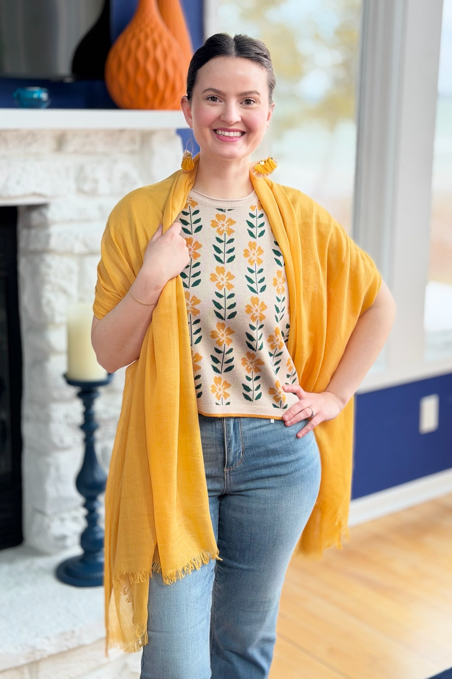 Solid Light Summer Scarf - Mustard