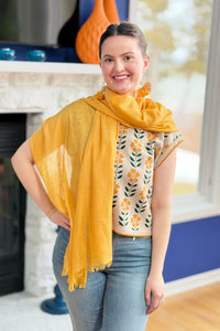 Solid Light Summer Scarf - Mustard