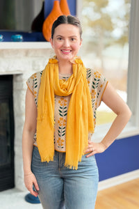Solid Light Summer Scarf - Mustard