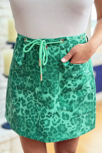 Leopard Mini Skirt - Teal