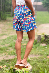 Mushroom Print High Rise Shorts