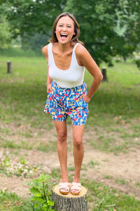 Mushroom Print High Rise Shorts