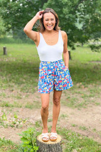 Mushroom Print High Rise Shorts
