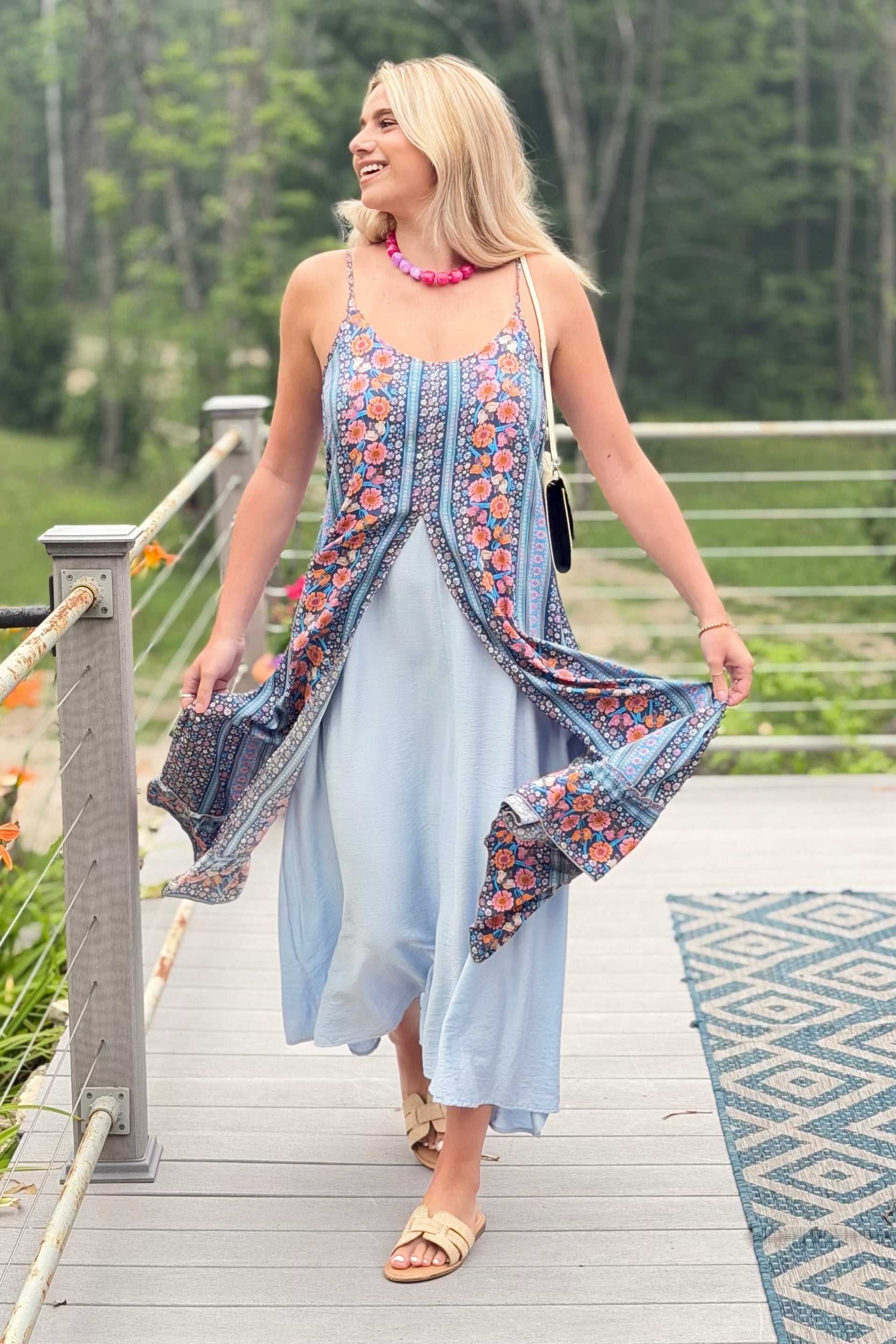 Floral Double-Layer Maxi Dress