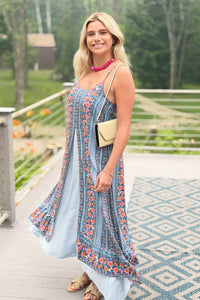 Floral Double-Layer Maxi Dress