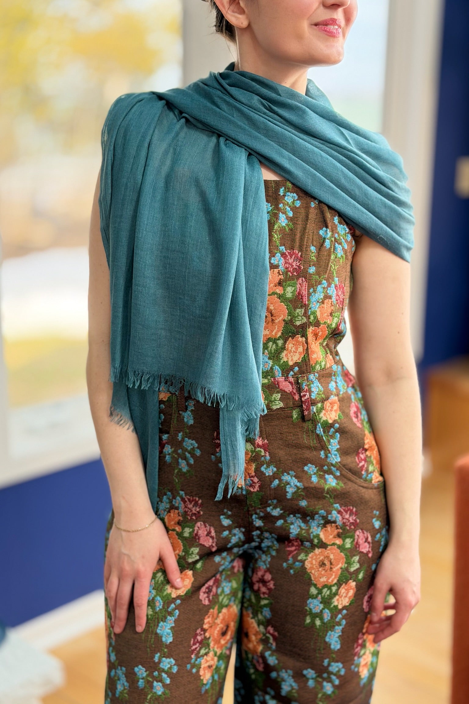 Solid Light Summer Scarf - Teal