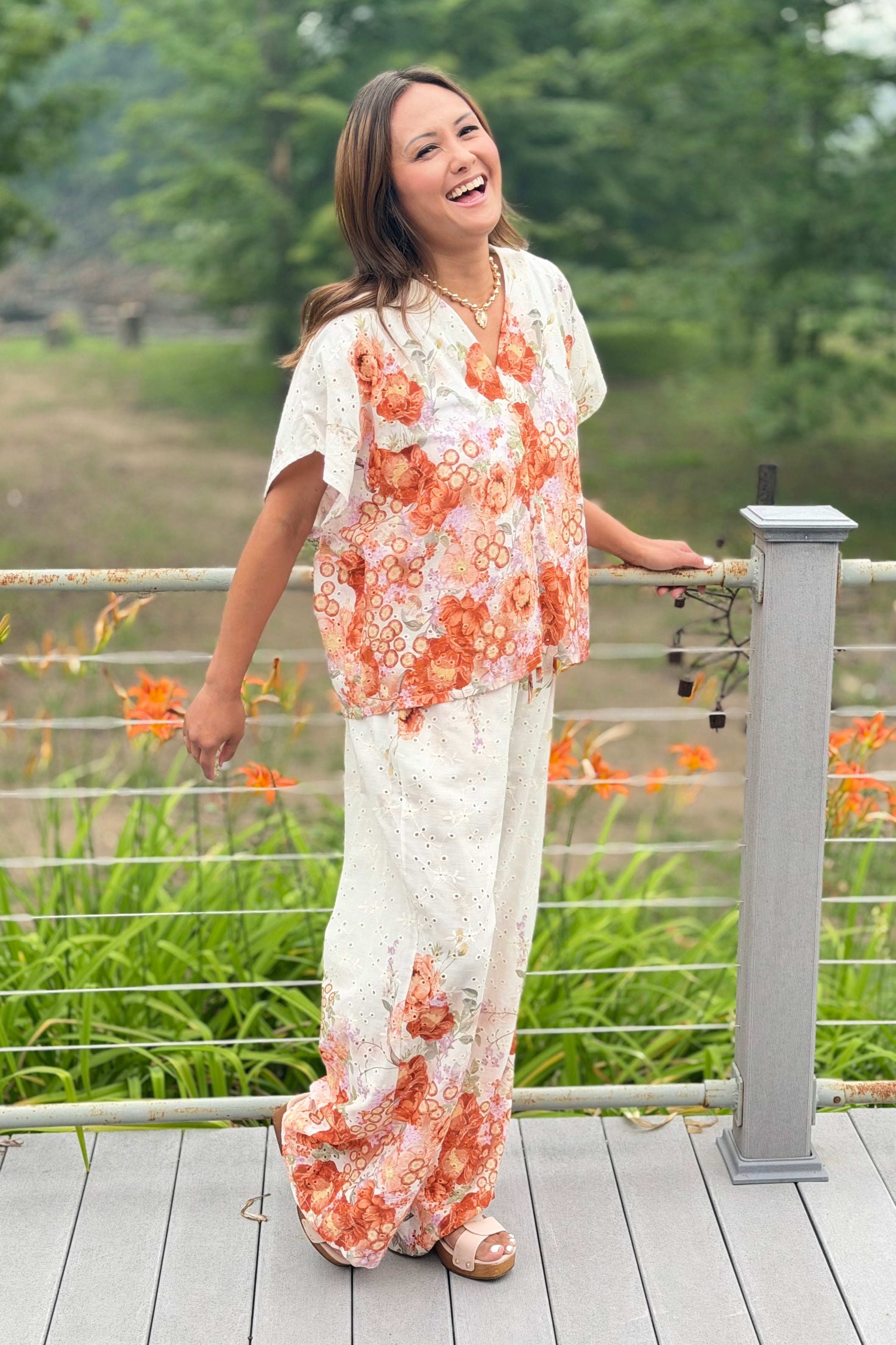 Eyelet Floral Cotton Top