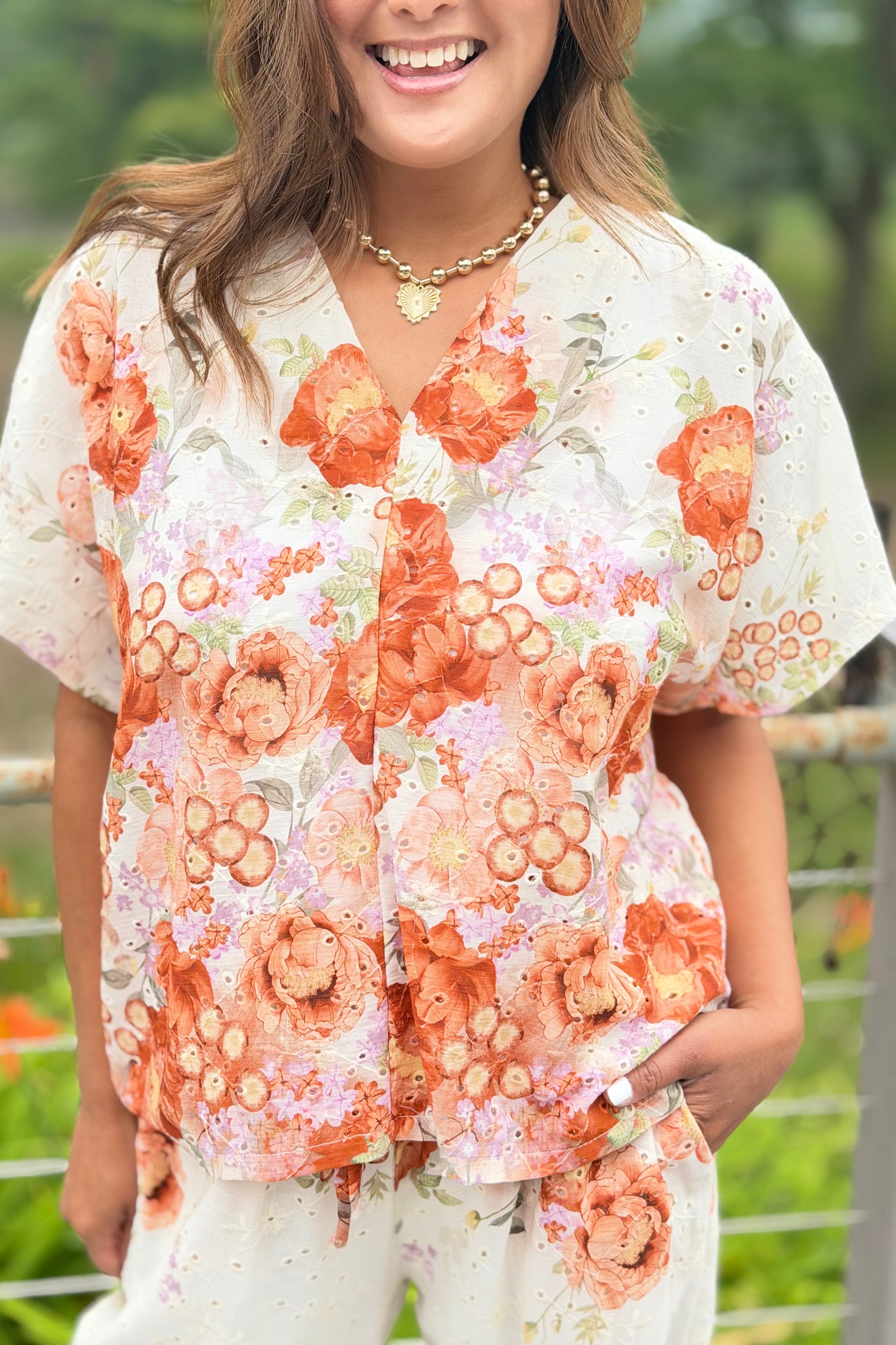 Eyelet Floral Cotton Top
