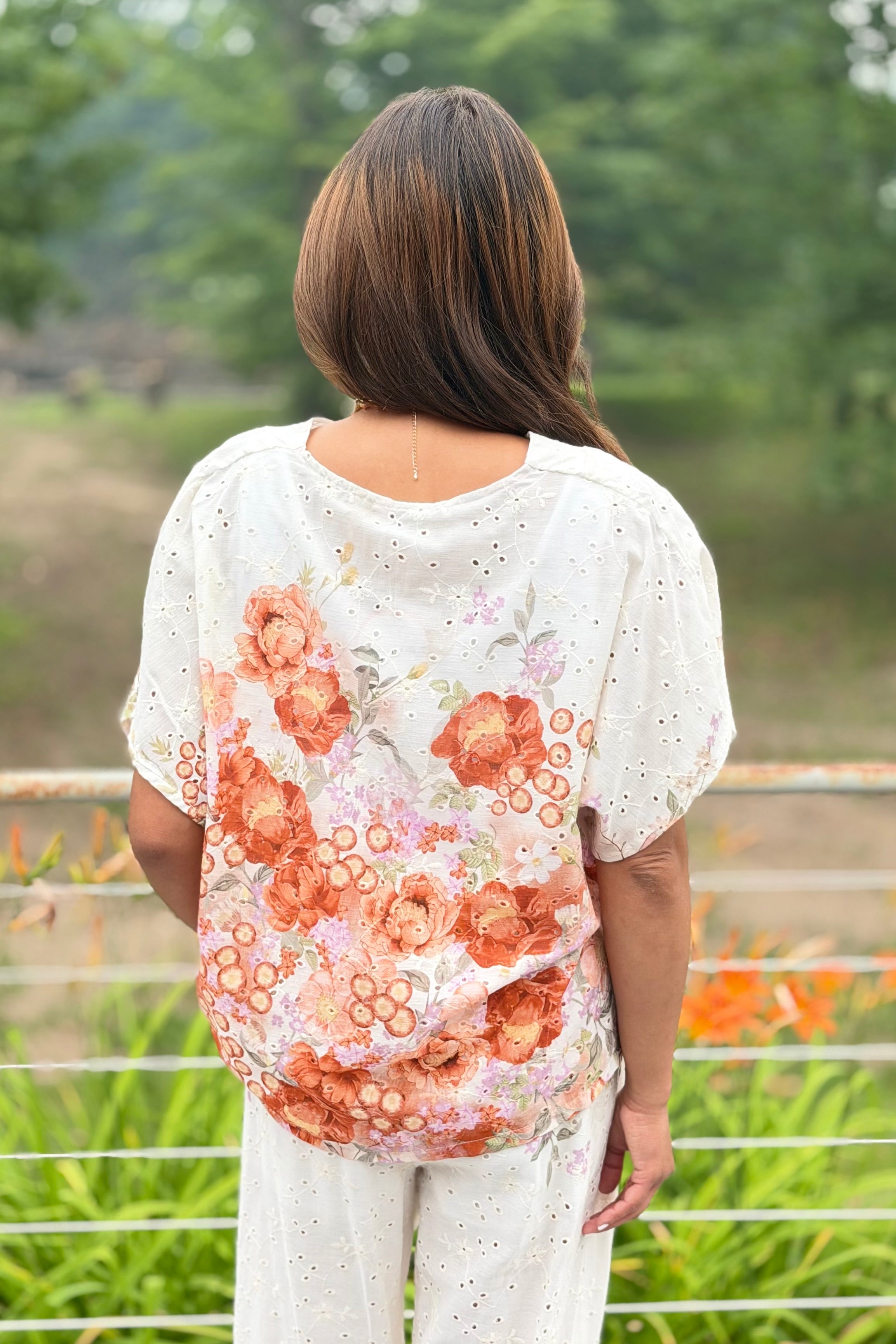 Eyelet Floral Cotton Top