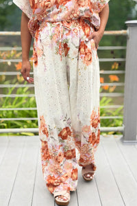 Eyelet Floral Cotton Pants