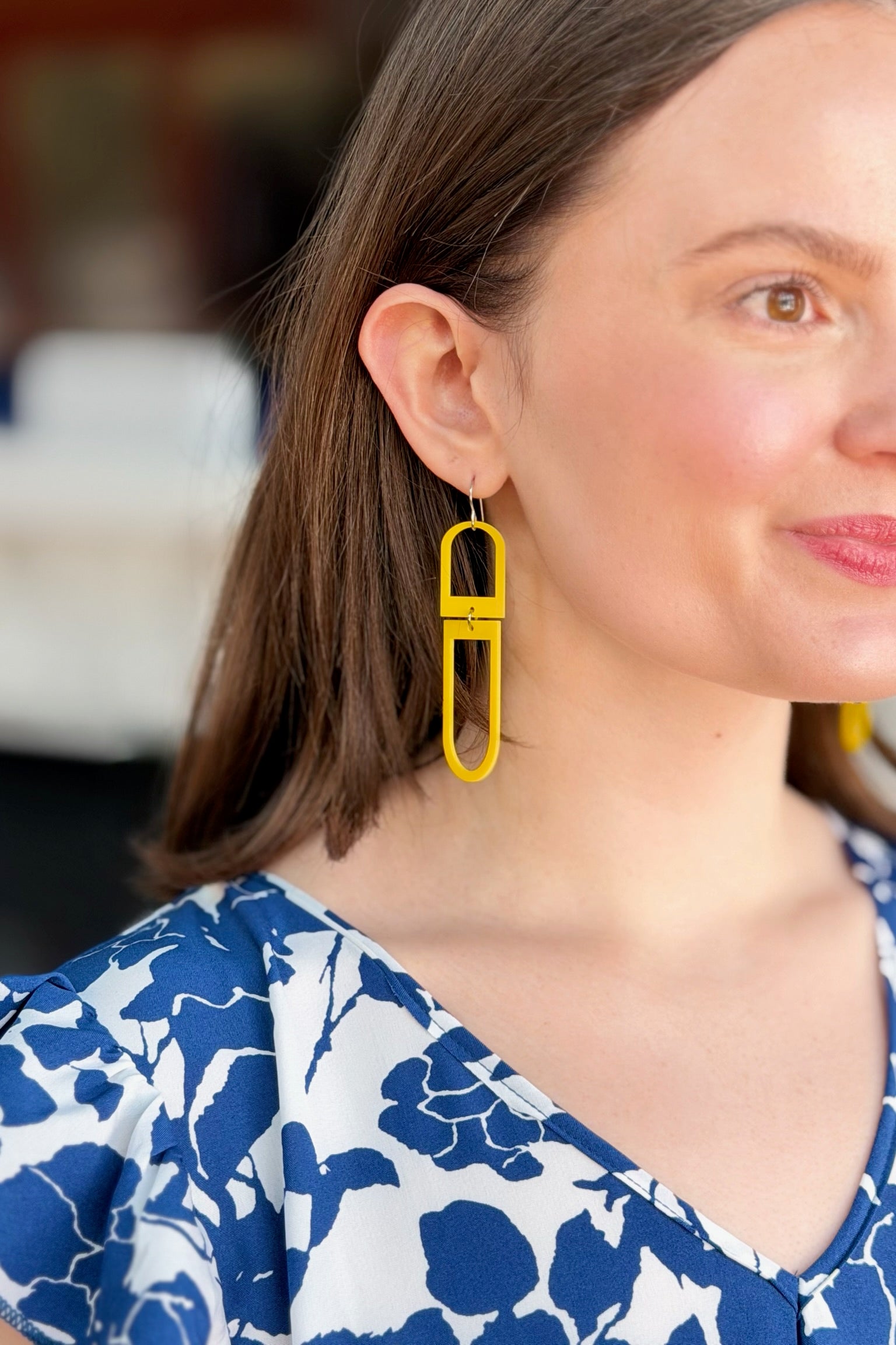 Geometric Mismatched Earrings - Yellow