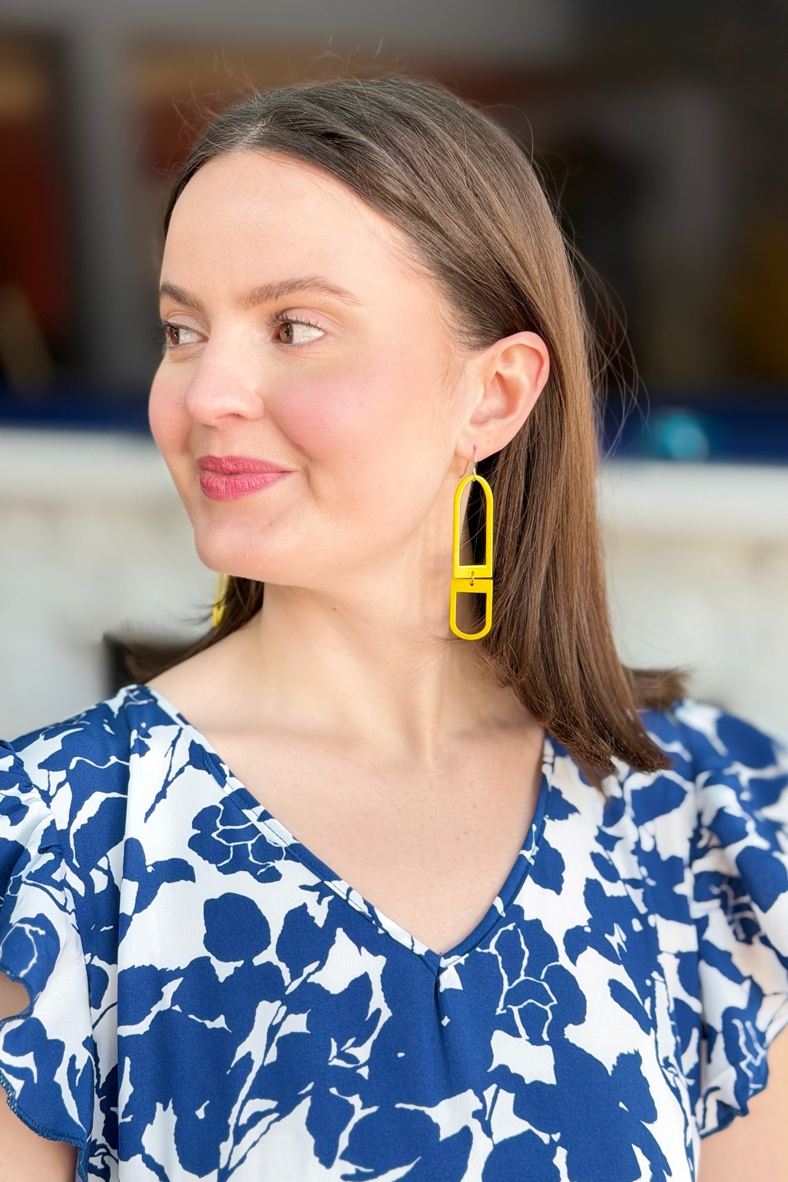 Geometric Mismatched Earrings - Yellow