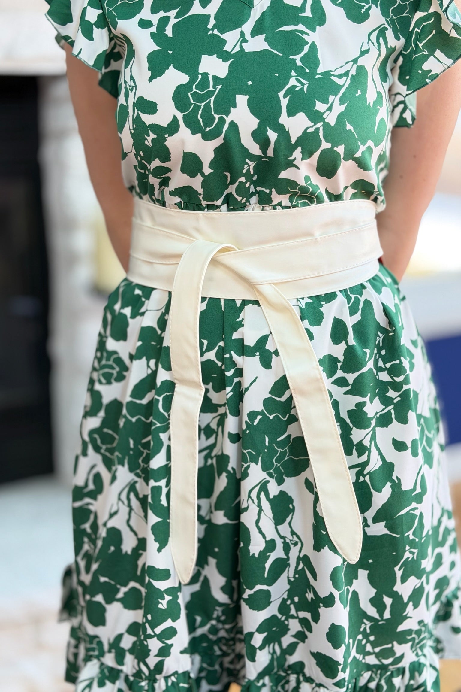 Butterfly Tie Belt Faux Leather - White