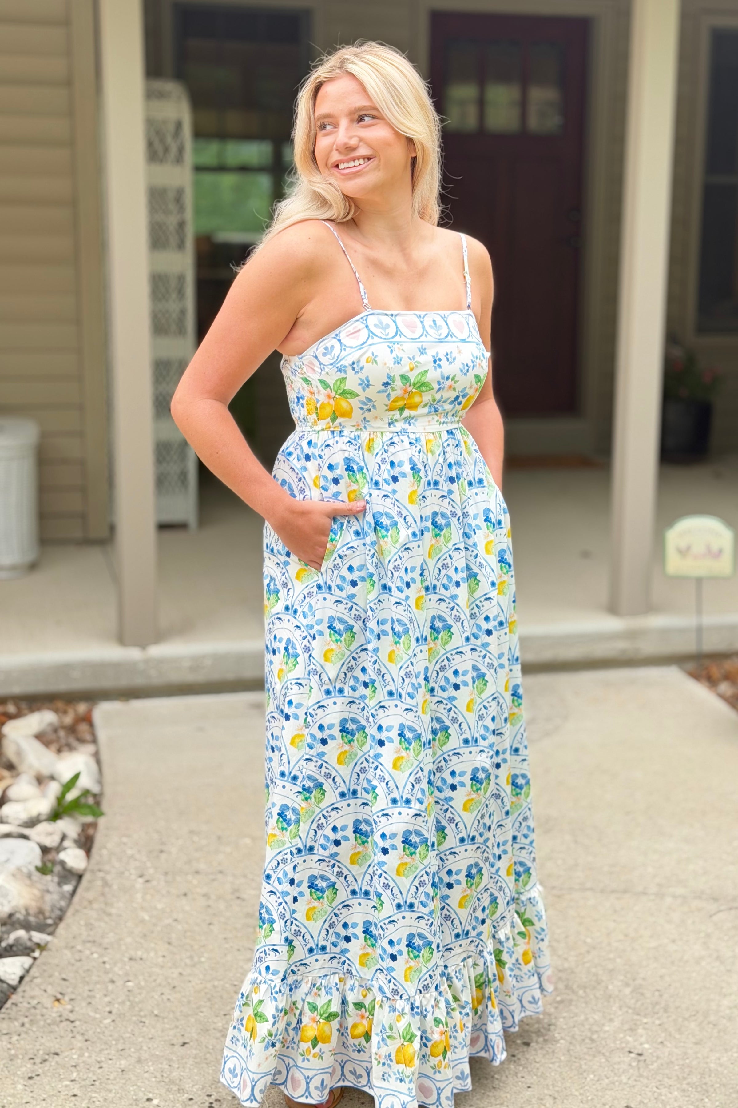 Border Print Maxi Dress