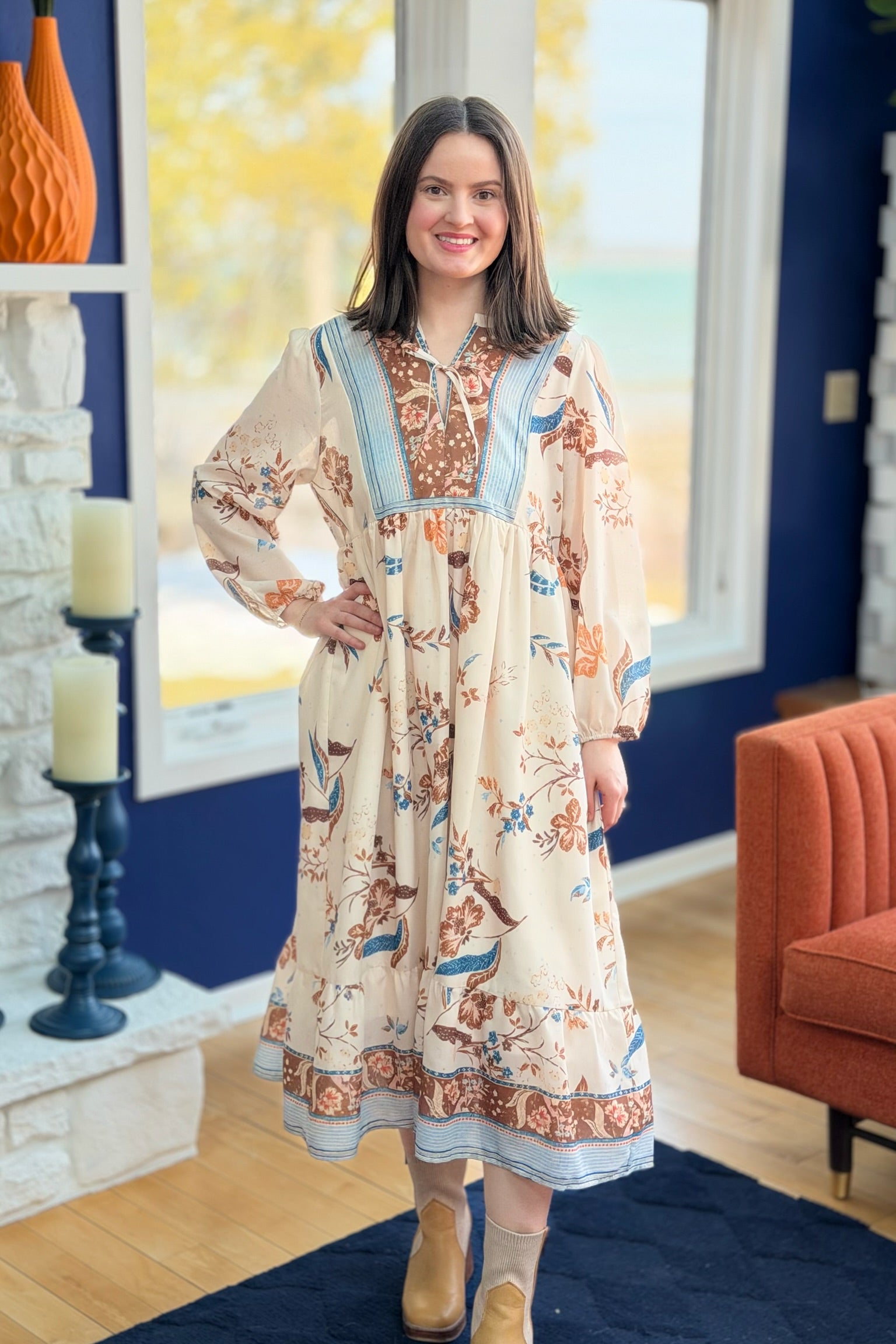 Flowy Boho Dress With Floral Print