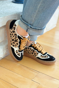 Faux Suede Fashion Sneakers – Leopard