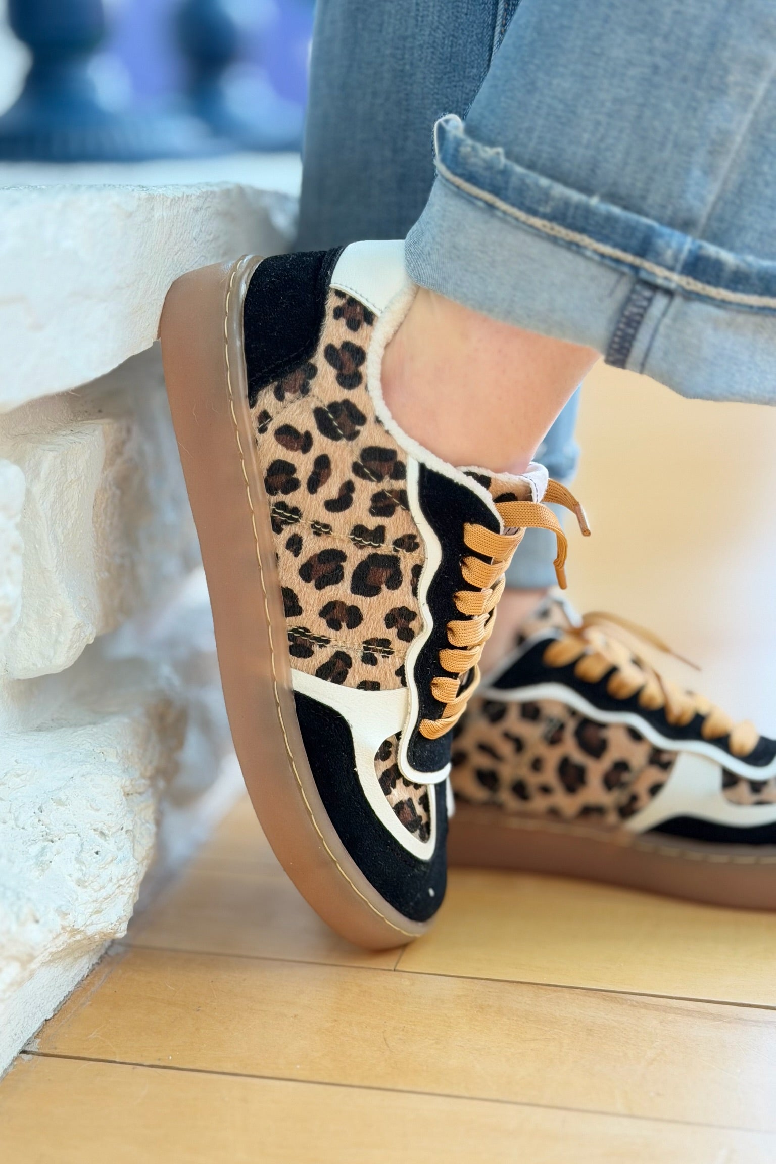 Faux Suede Fashion Sneakers – Leopard