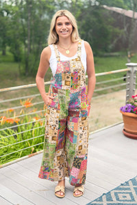Boho Overall Patchwork Floral Garden Print