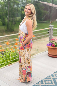 Boho Overall Patchwork Floral Garden Print