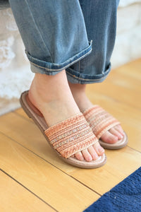 Twinky Crystal Embellished Slides - Orange