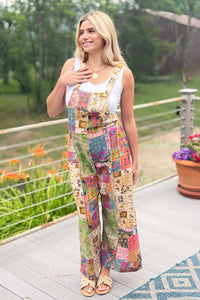 Boho Overall Patchwork Floral Garden Print