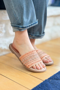 Twinky Crystal Embellished Slides - Orange