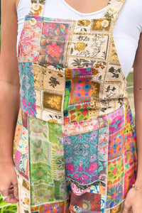 Boho Overall Patchwork Floral Garden Print