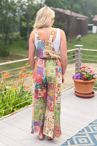 Boho Overall Patchwork Floral Garden Print