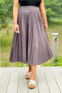 Pleated Midi Skirt - Charcoal