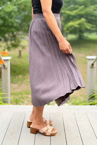 Pleated Midi Skirt - Charcoal