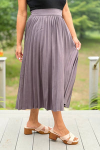 Pleated Midi Skirt - Charcoal