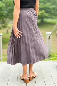 Pleated Midi Skirt - Charcoal