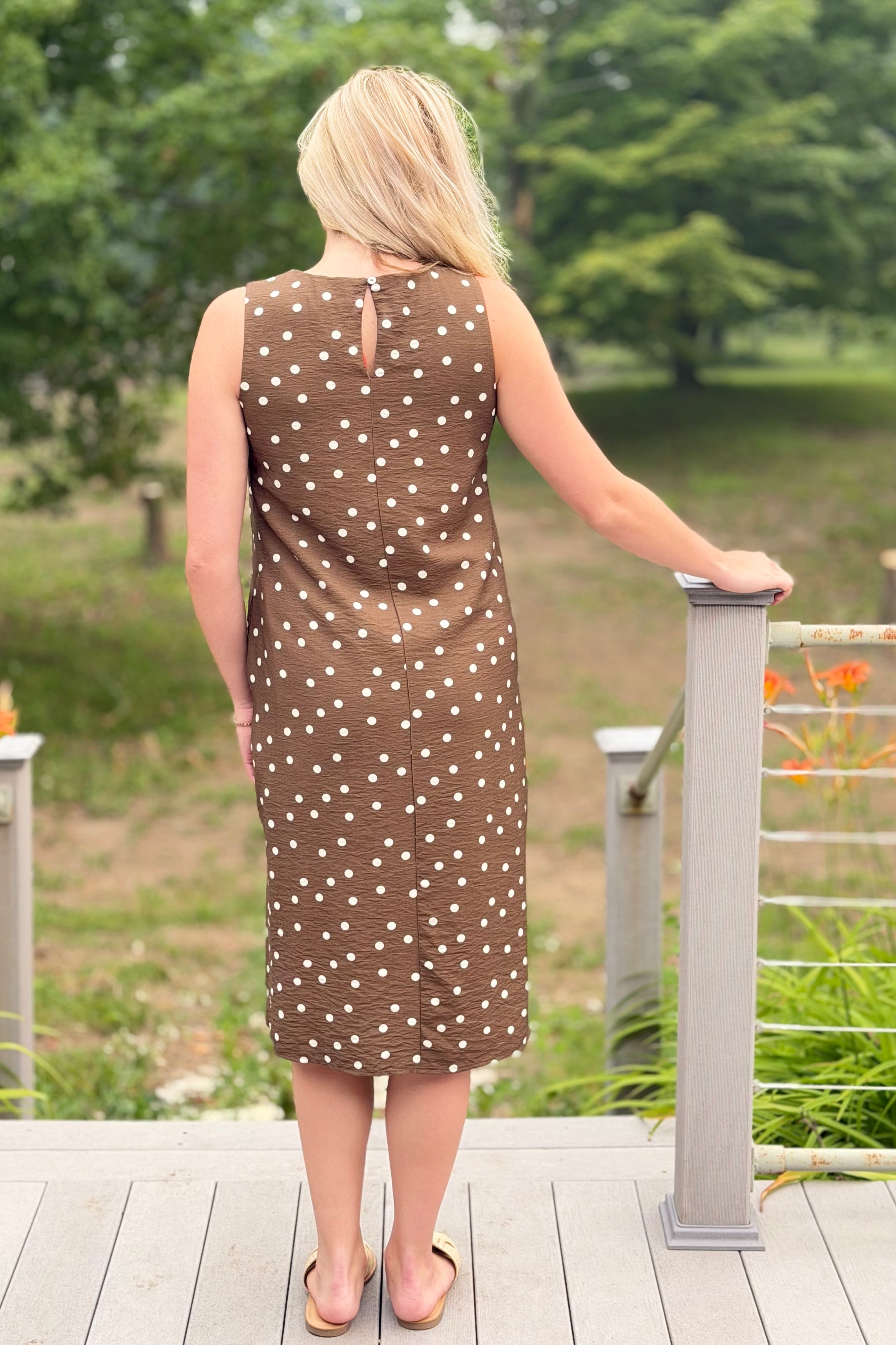 Polkadot Print Midi Dress