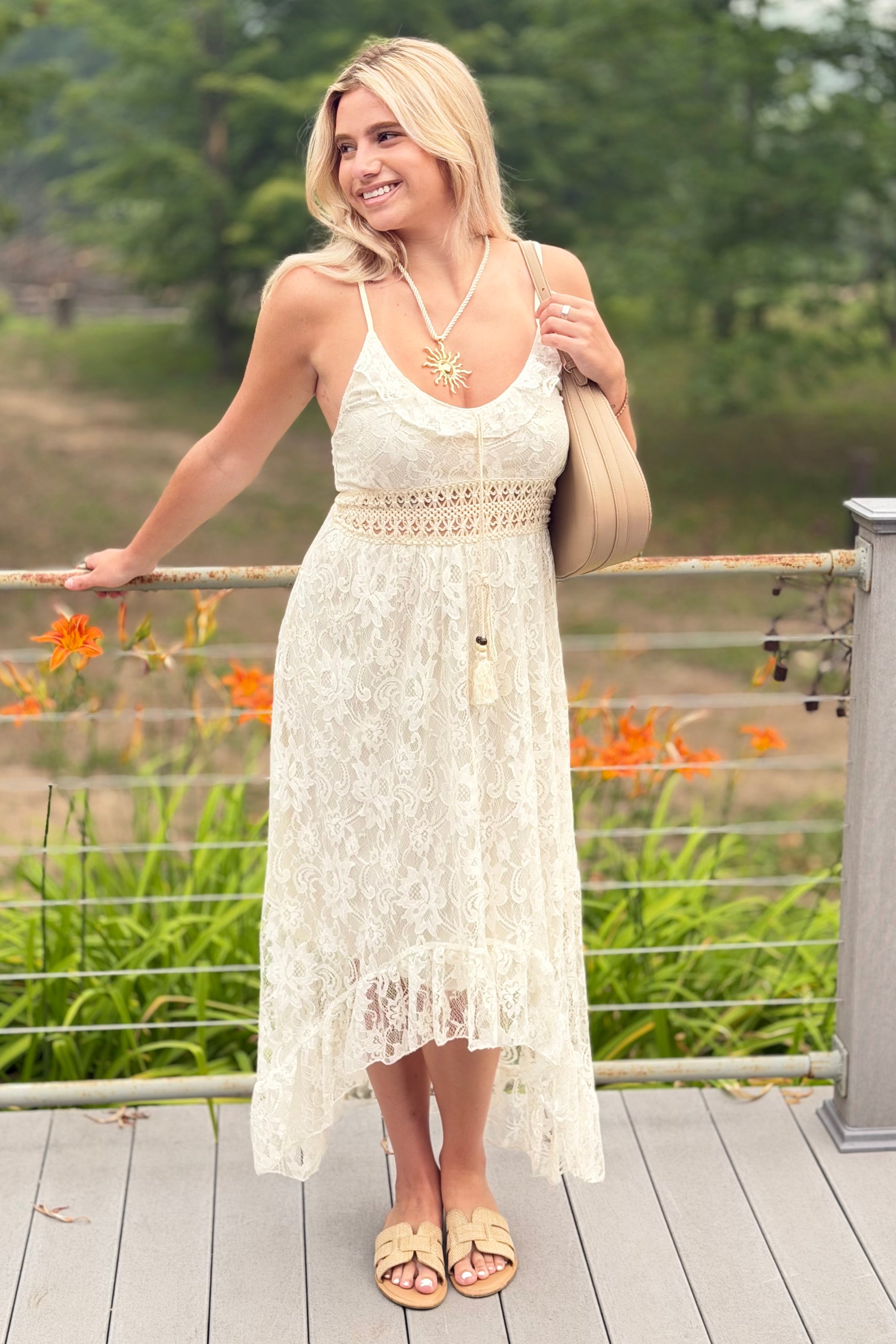 Bohemian Hi Low Maxi Dress - Ivory