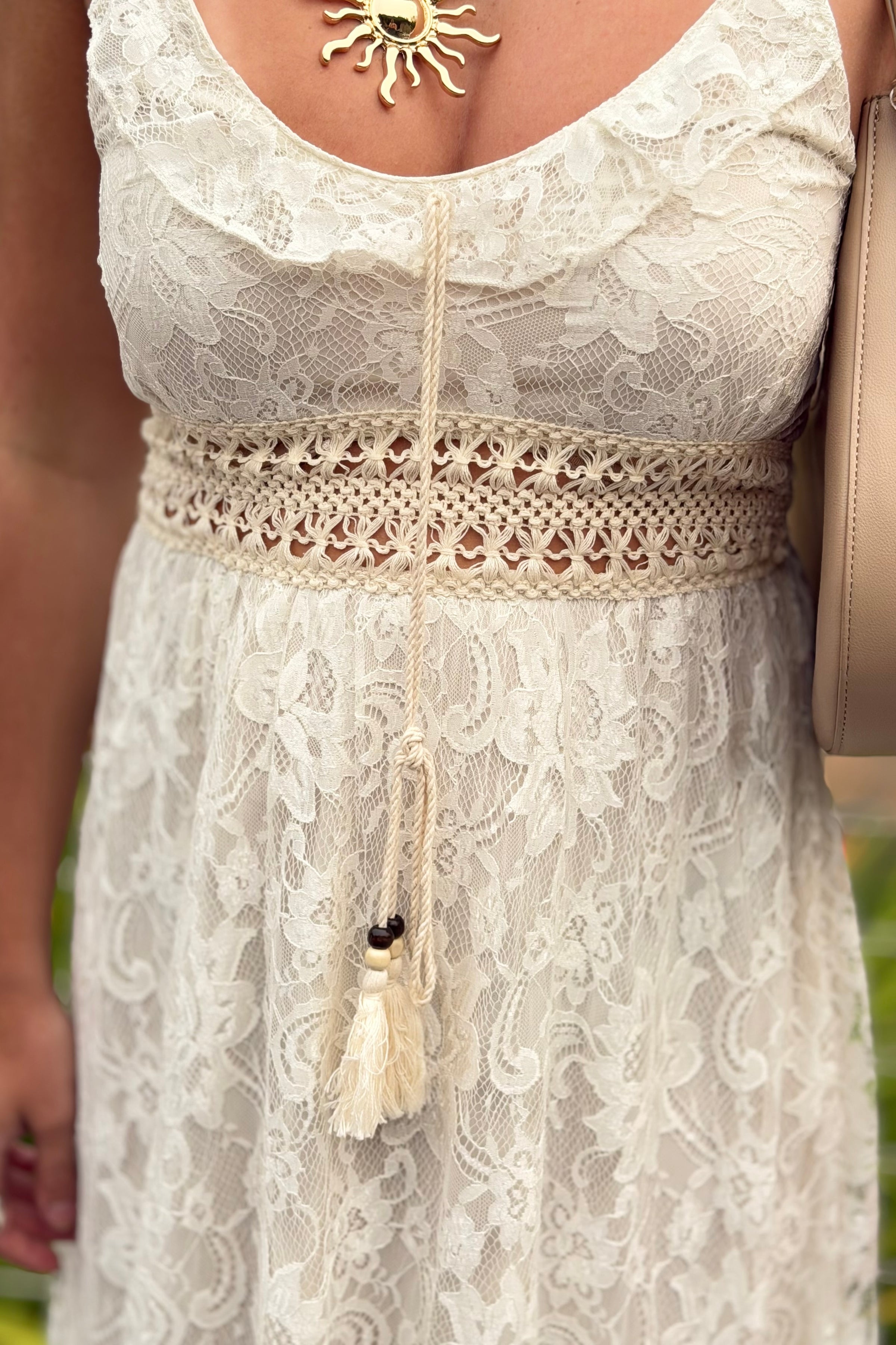 Bohemian Hi Low Maxi Dress - Ivory