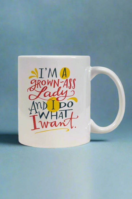 This 11 oz ceramic mug features a funny phrase on front.