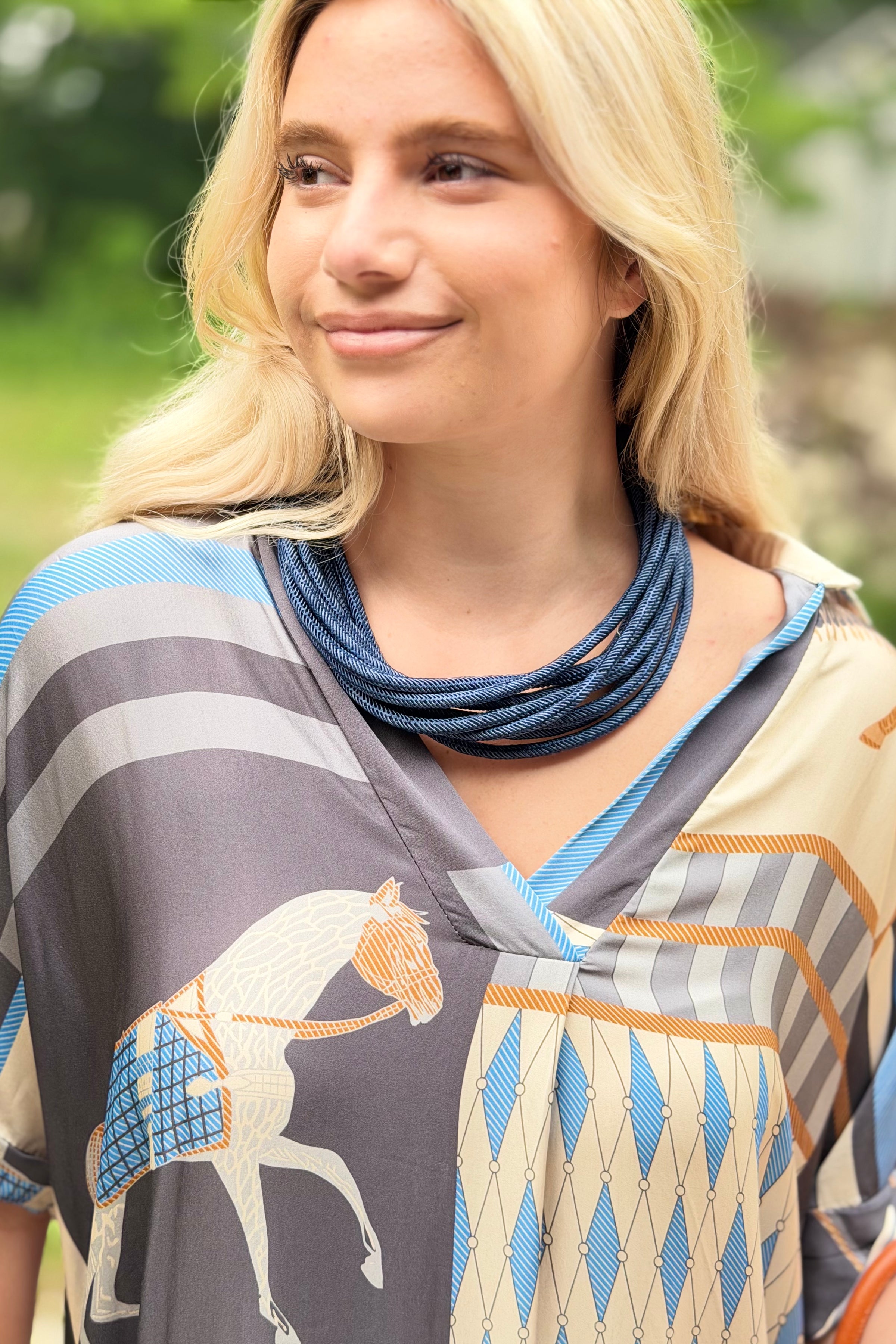 Multi Strand Rope Necklace - Navy