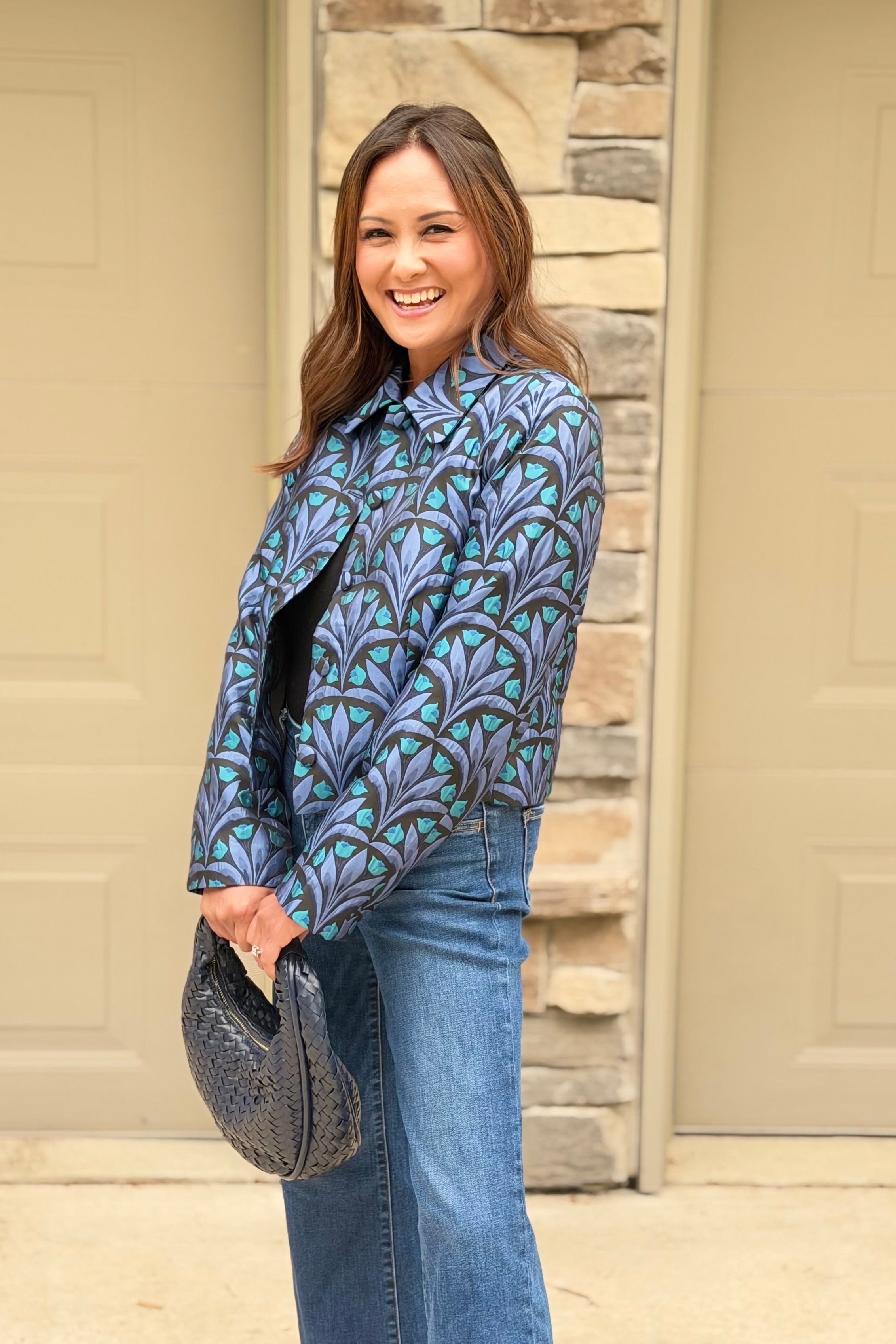 Aurra Jacquard Collared Jacket