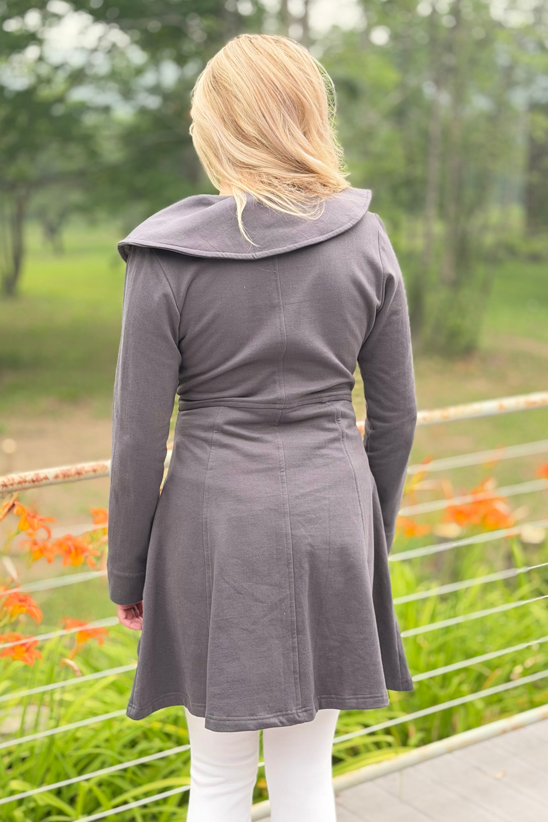 Heavy Cotton One Button Coat - Grey