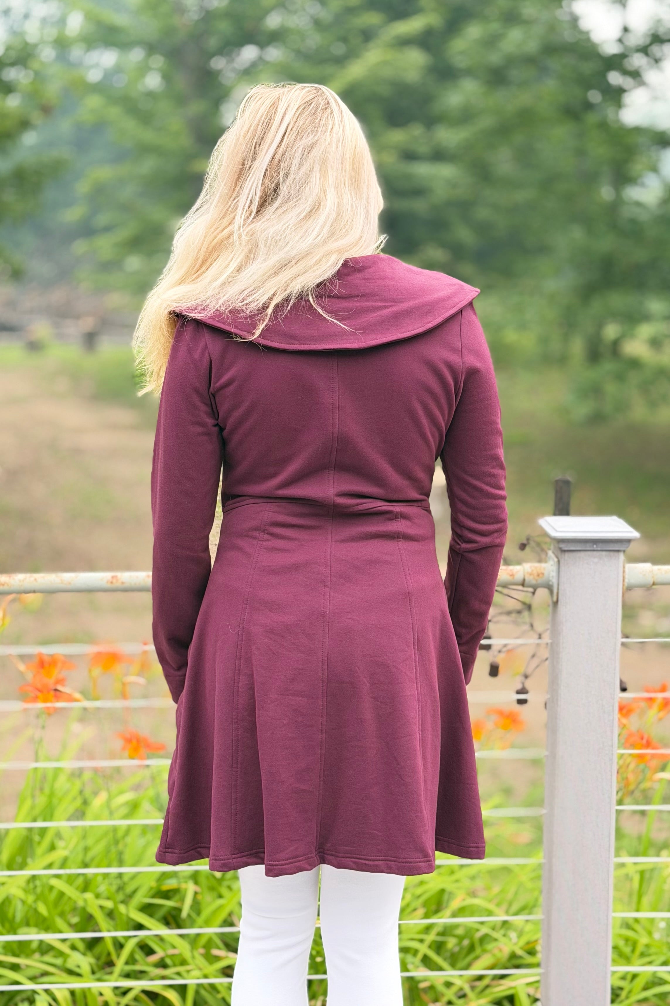 Heavy Cotton One Button Coat - Plum