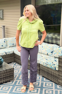 Ruffle Pant Elastic Waist - Grey